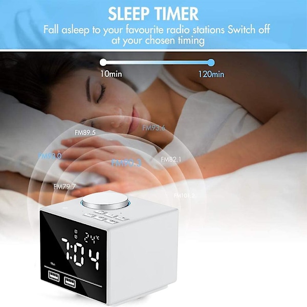 4.2 Alarmklockradio Bluetooth-högtalare med dubbel snooze-klocka USB