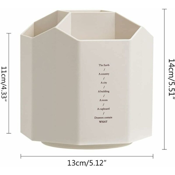 Skrivbordsställ för pennor 360° roterande 5 fack Pennställ Pennställ Förvaringslåda Present Beige