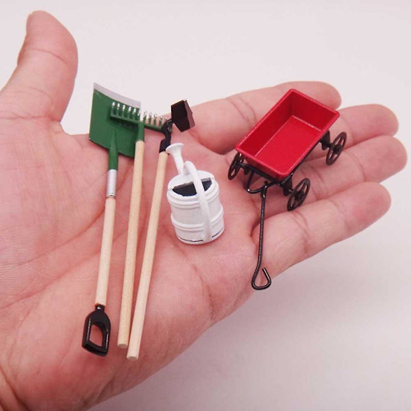 Miniatyrträdgårdsbox Lantbruksverktyg Modell för 1/12 Dockhus Trädgårdsdekor Tillbehör