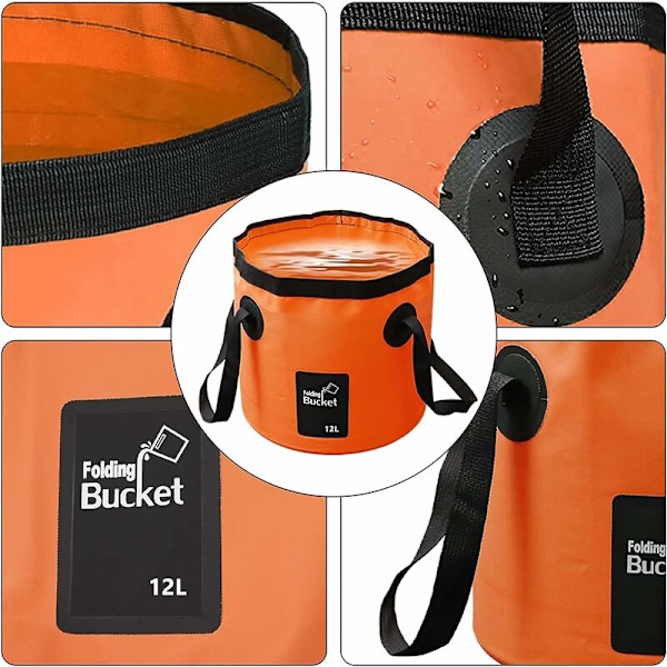 Hopfällbar Vattenhink, 12L Bärbar Hopfällbar Hink Camping Förvaringsbehållare Diskho för Resor, Vandring, Fiske, Båtliv, Trädgårdsskötsel (24x25)