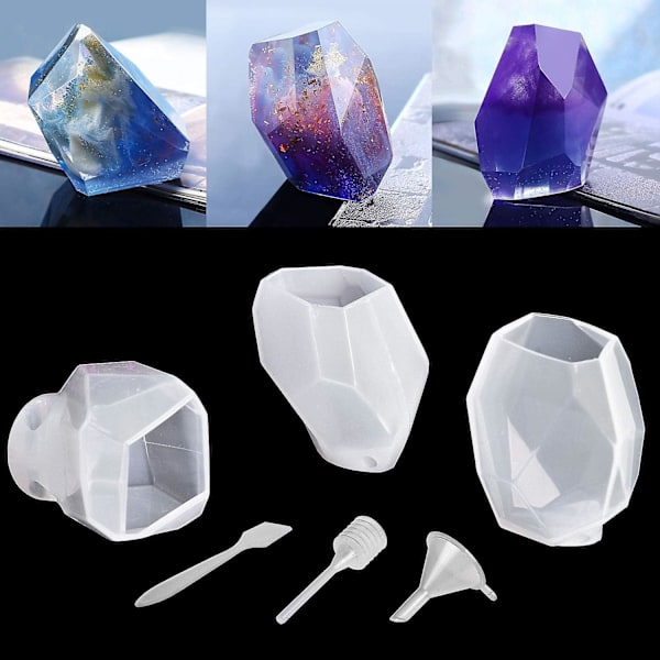 Polymer Clay/Resin Epoxy Formar - DIY 'Kvartskristall' Kit - Set om 3 Silikon