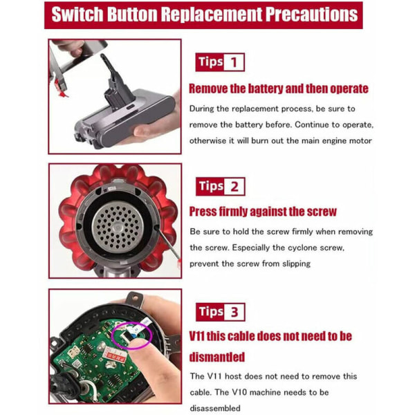 För V11/V10 högpresterande dammsugare avtryckarswitch