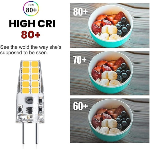 3 stk. 3w 12v G6.35 LED-pære T3 / T4 / T5 hætte G6.35 / Gy6.35 sokkel varm hvid 3000k erstatning for 30w halogenpære til underskabsbelysning skrivebord
