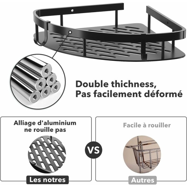 Hörnhylla för dusch, duschhylla utan borrning, förvaring och organisering i badrummet, klistermärken med hög viskositet för badrum och kök