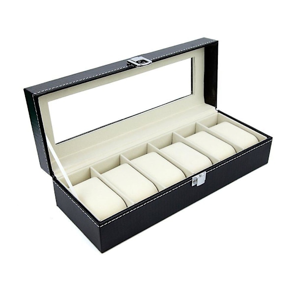 Klocklåda för 6 klockor display/box/förvaringslåda (svart)