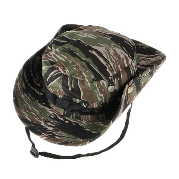 Solhatt, floppy hatt, fiskarhatt, kamouflage fiskarhatt, buskehatt med hakrem, huvudomkrets 56-58cm, färgglad #8