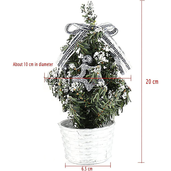 Julgran Julgranstopp Mini Liten Konstgjord Julgran Med Prydnader Juldekoration Dekoration 0821 (färg: Silver; Storlek: 20 cm