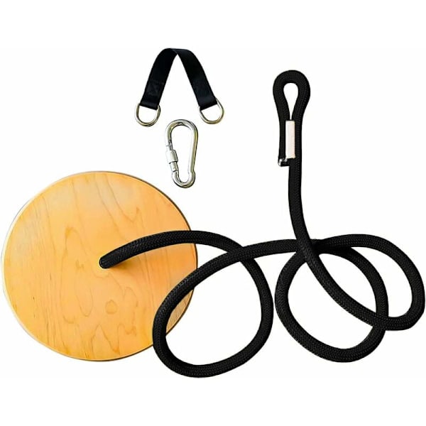 Utomhus gunga i trä, rund gunga i trä, gunga i trä, gunga i trä, justerbar gungstol (L: 2 mx R: 30 cm)