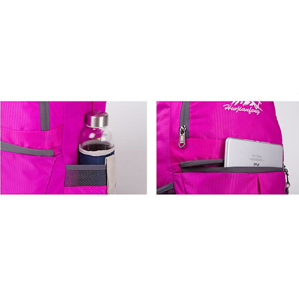 Ultralätt, hopfällbar och packbar ryggsäck för resor, camping, vandring och utomhussporter (ROSE RED)