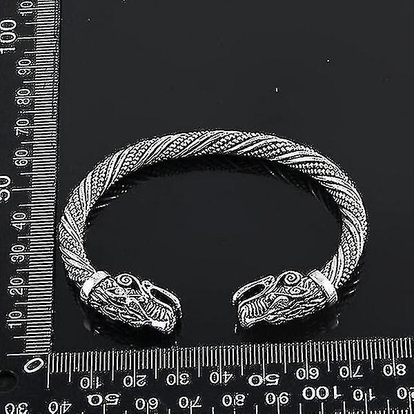 Varghuvud för män Vikingsmycken Modeaccessoarer Guld-/silverbelagda Vikingarmband Herrarmband med manschettarmband（guld）