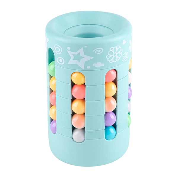 3d Stress Reilef Magical Beans Cubes Pennhållare Cylinder Pussel, Roterande cube toy med bönor（grön）