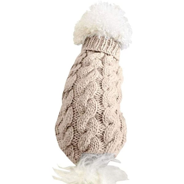 Hundegenser, varm genser for kjæledyr, strikket ullgenser for vinteren, for små og mellomstore hunder (beige, S) (S, beige)