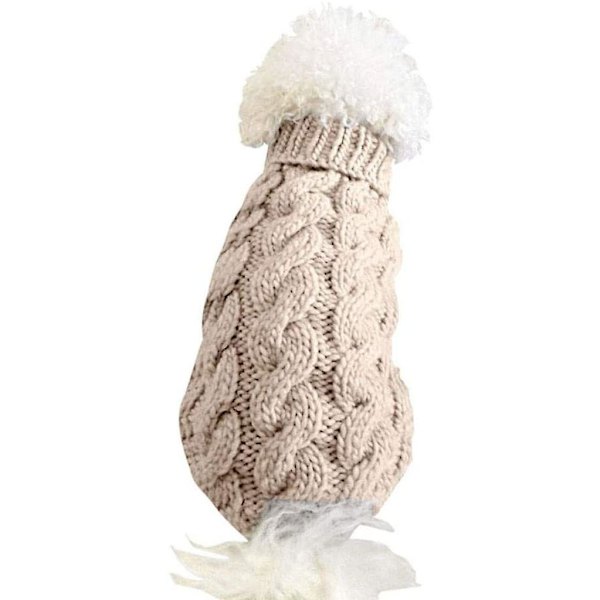 Hundegenser, varm genser for kjæledyr, strikket ullgenser for vinteren, for små og mellomstore hunder (beige, XL) (XL, beige)