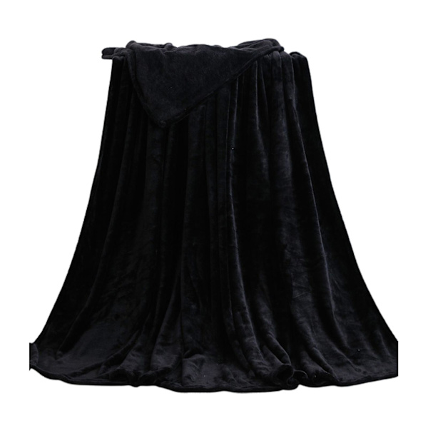 Coral Fleece Tæpper Super Bløde Shaggy Universelle Ensfarvede Fleece Tæpper Til Sofa Qinhai（50x70cm，Sort）