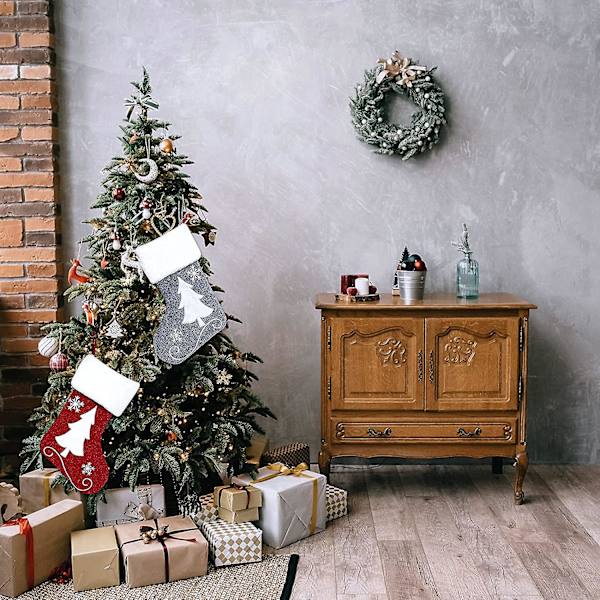 2 Julstrumpar Julstrumpor Jul Låg Jul Låg Jul Låg Snöflinga Barn Kompatibel Med Barn Ryggsäckar Bas Hängande Ch