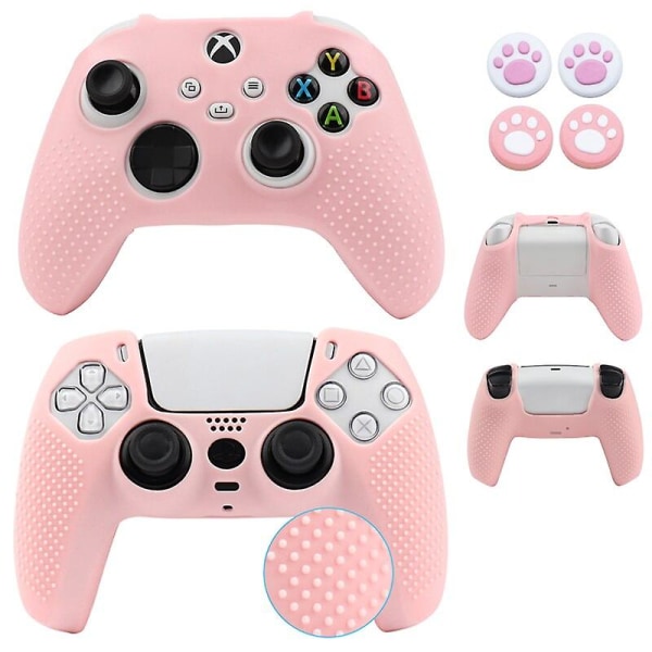 Rosa mjukt case för Ps4/ Ps5/ Xbox One S / Xbox Series SX / Switch Pro Controller Skin Gamepad- case CoverPink anti-halk