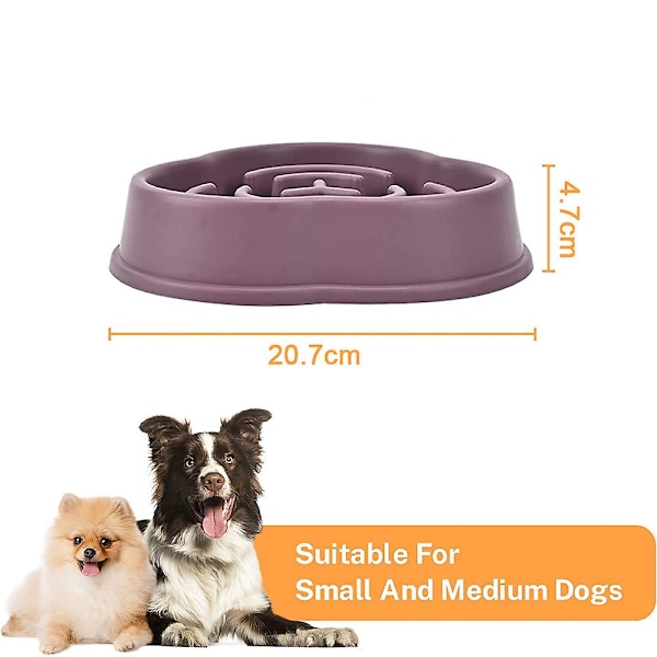 Langsomt foder hundeskåle til små mellemstore hunde, langsomt foder skål til hvalpehund（lilla）