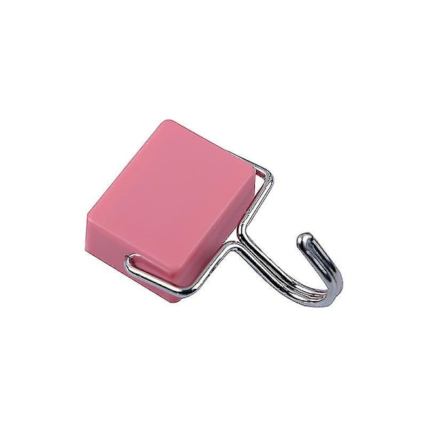 2 st Super Magic Iron Absorbing Magnetic Non-marking Hooks Strong Magnet Hooks för Kök Kylskåp, Gul och Rosa, 3.5*5.5*3cm