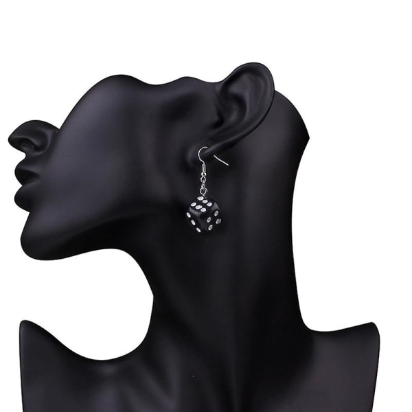 Geometrisk overdrevet flannel kubisk terningekrog Drop øreringe smykker tilbehør til natklub 2 stk, sort, hvid)