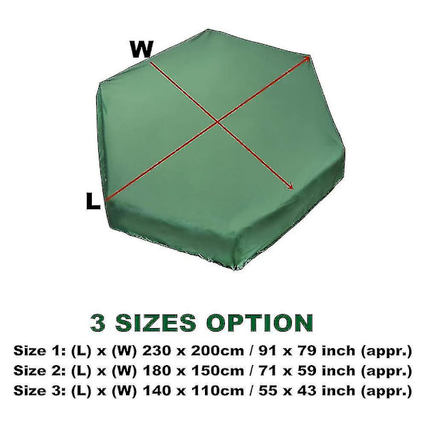 180*150cm210d Oxfordtyg Hexagonal Sandlådeöverdrag-grön