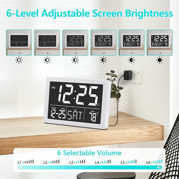 Väckarklocka, Digital klocka, 5,5 \"Större display LED elektrisk digital klocka, 6
