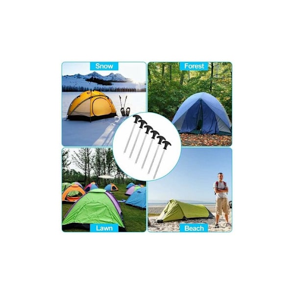 NXWUF 6 st rostfria campingpinnar, camping skruvpinnar, tält hårt golv och markispinnar, tält, trädgård, camping, resor, utomhus DOPA