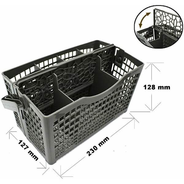 Bestickkorg för diskmaskinen Mått 23x 8,5 & 4,5x 13,5cm Diskmaskinskorg med innovativ 2 i 1-lösning. Sköljkorg för diskmaskin
