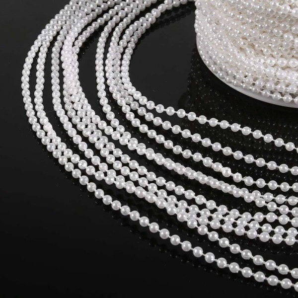 MODOU 50M 3 mm pärlhalsband Bröllopspärlgirlanger Garland Faux Pearls ABS-pärlor för hemfest Bröllopshänge dekoration