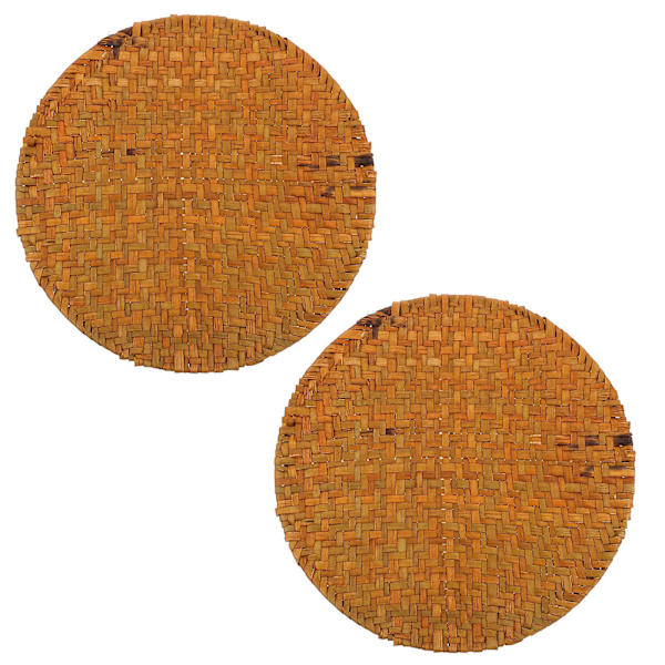2 st hemanvända vävda hantverksplaceringsmattor dekorativa bordsmattor matbord matta（22X22X0.4CM，Orange）