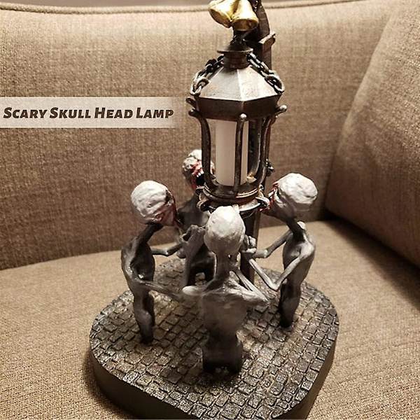 Fire Skaller Med Led Lys Halloween Blod Kilde Lampe Horror Kjede Zombie Lampe Soverom Sengeside
