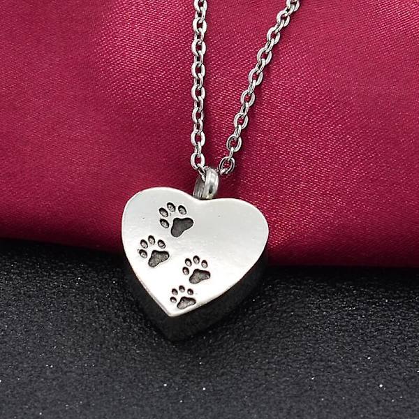 Unisex rustfritt stål kjæledyr, hund/katt smykker potetrykk kremasjons smykker askeholder kjæledyr minnesmerke urne halskjede for minne