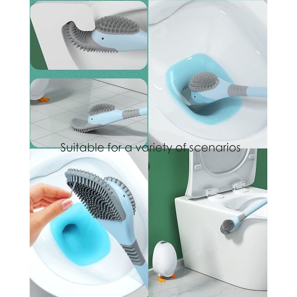 Toiletbørste og holder - unikt formet rengøringsbørste til badeværelser, toiletter, håndvaske, flisevægge og gulve