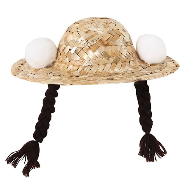 1 st halmflätad hatt för husdjur, flätad hattdekor, halmhatt för husdjur, sommarhattdekor