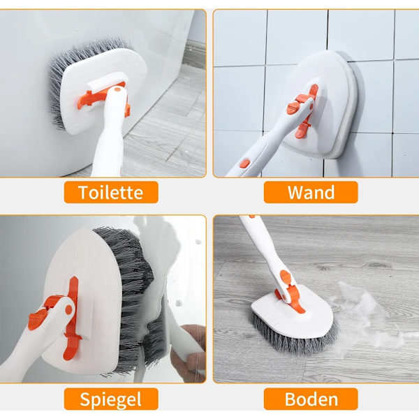 Mop-skrubba med handtag, 3-i-1 borste, skrubbdyna och mikrofiberduk, 133 cm rengöringsborste