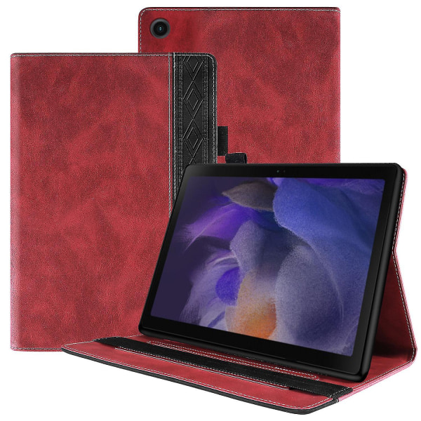 Business Style Pu case Samsung Galaxy Tab A8 10,5 tuuman X205 X200:lle, automaattinen lepotila/herätystoiminto, täysi case(punainen)