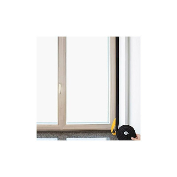 Dörrfönster självhäftande tätningslist gummiskumtätningslist 12mm x 10mm x 2m tjock isolerande tätning dragmöbler skydd 1 rulle - DRIVE svart skum