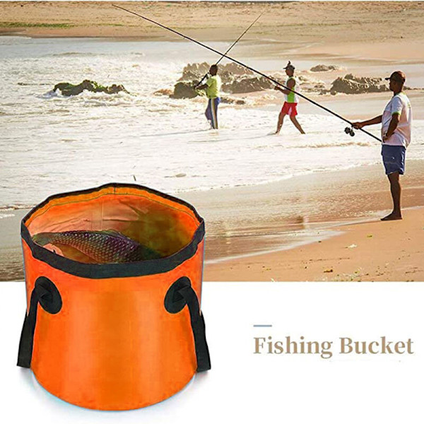Hopfällbar hink camping hopfällbar bärbar vattenbehållare för resor vandring fiske - Orange 20L