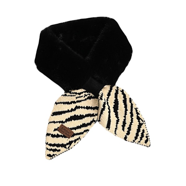 Vinterhalsduk Bib Zebra Mönster Stickad Kors Spänne Halsvärmare Tjock Vindtät