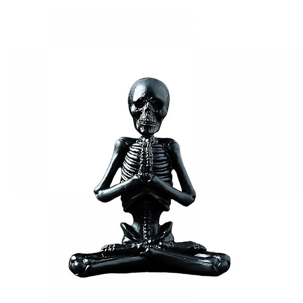 Mike Halloween Dekoration Yoga Skull Statuer, lille harpiks skulptur håndværk skelet karakteristisk modellering dekoration ornamenter til stuen, soveværelset