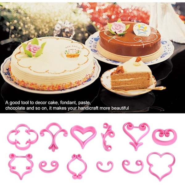1Set 12 st blomrosor sockerpasta kakor bakverk fondant chokladform dekoration
