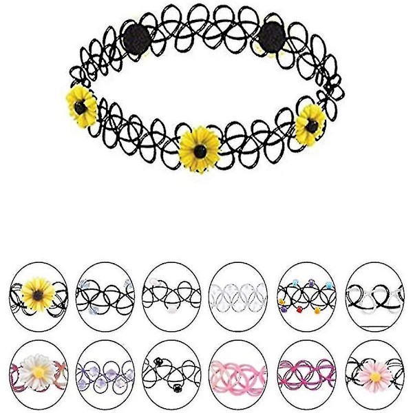 Goottilainen tatuointiriipus, tyttöjen choker-venytyskaulakorusarja (24 kpl