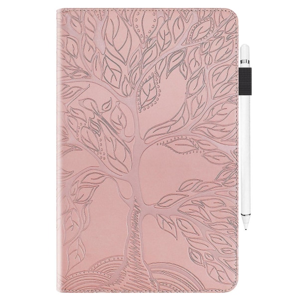 Carve Pattern Business Style Folio case Ipad 5/6 Air2:lle kynätelineellä, korttiteline (Rose Gold)