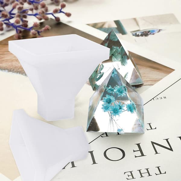 4 stk. pyramide silikoneform, klare epoxyharpiksforme til DIY pyramide, smykker