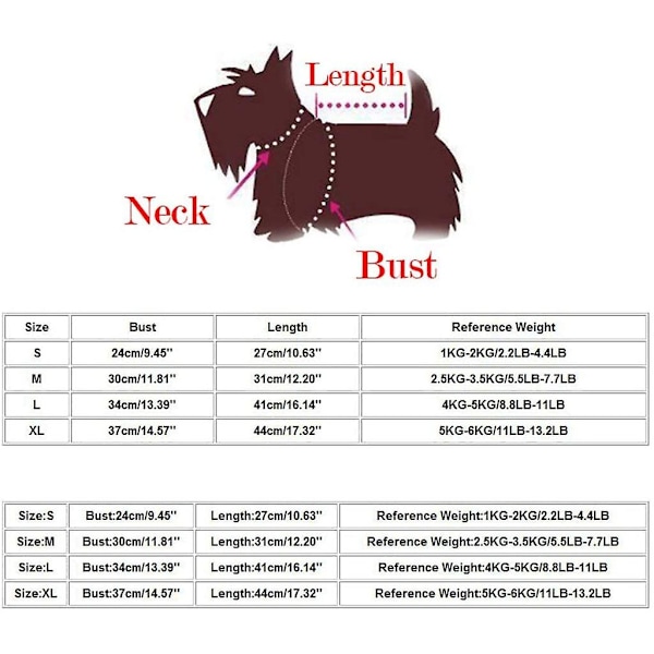 Hundegenser Varm Kjole Strikkede Uld Vintertrøje til Små og Mellemstore Hunde (Rød, L) (L, Rød)