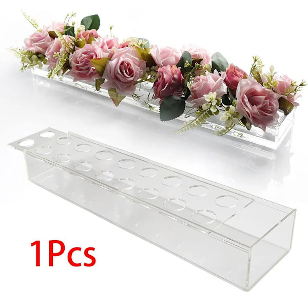 45cm 18-håls akrylvas, rektangulär transparent bordsdekoration