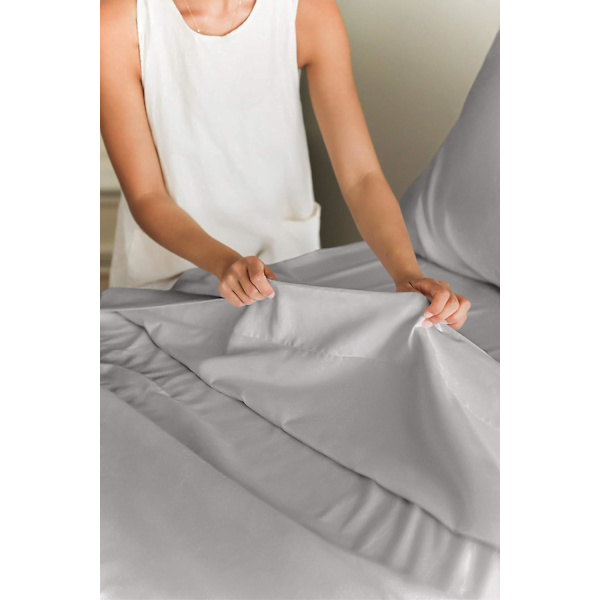 Queen Size Lagenpakke - Åndbar & Kølende - Hotel Luksus Lagen - Ekstra Blød - Dybe Lommer - Nem Pasform - 4-delt Sæt - Rynkefri - Komfortabel Lig