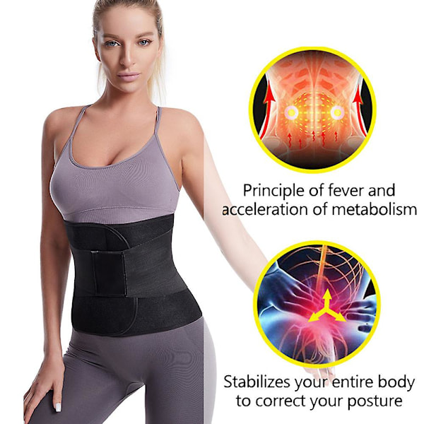 Postpartum mavebælte og mavebind kompression wrap recovery support bælte（M,sort)