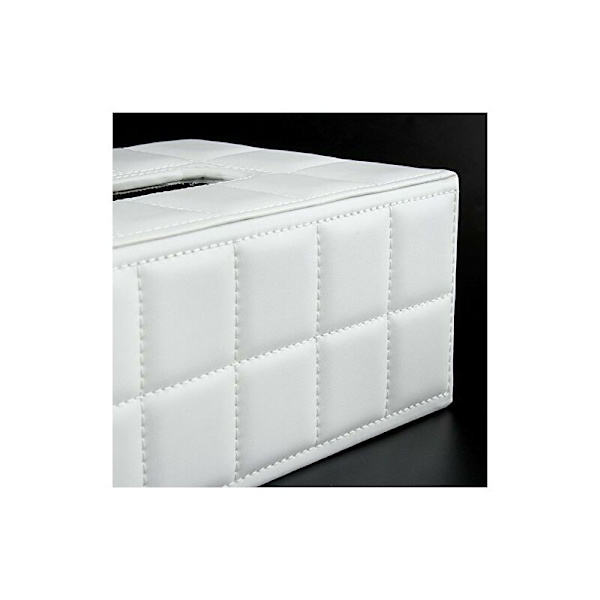 PU-läder servettbehållare, servettdispenser, 25 x 14 x 9,5 cm (vit)