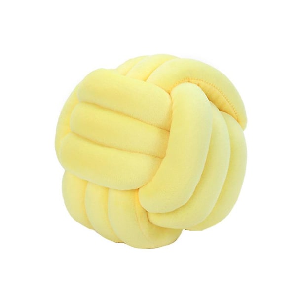 Soft Knot Ball Pillow Home Decorative Cushion Plush Pillow Knotted Pillow Handmade Round Pillow Knotted Bedroom Decor, 7.9x7.9 Inch - Goose Yellow