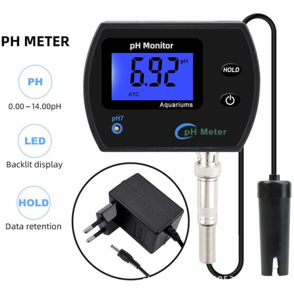 2-i-1 Digital pH-temperaturmätare Test Sensor Kit 014.0pH Mäter Automatisk Kalibrering